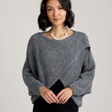Alessandra Knit Criss Cross Wrap-Dark Grey