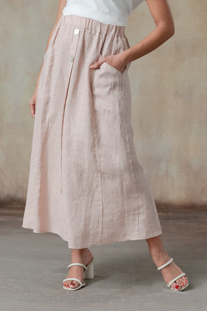 Andrea Linen Midi Skirt