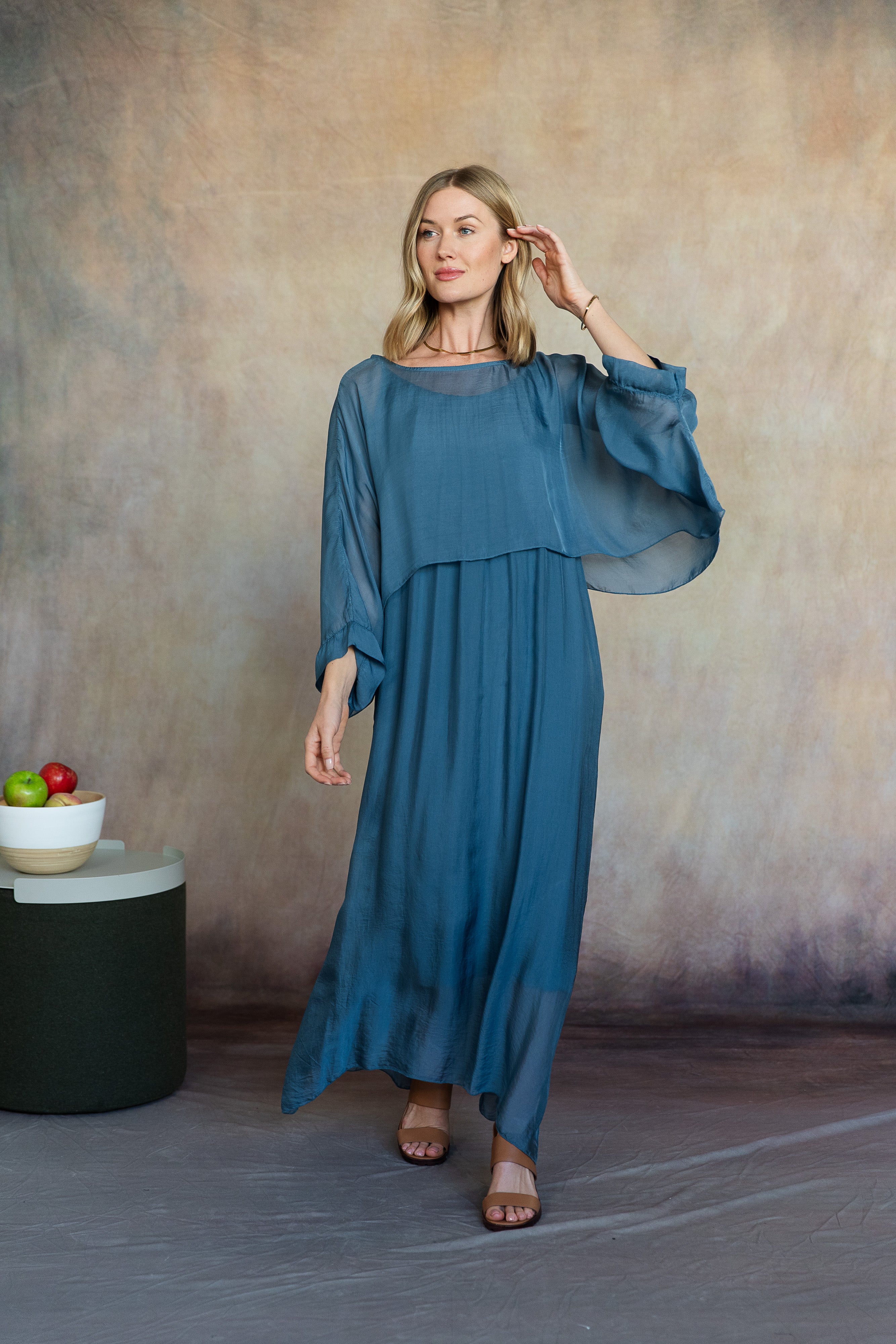 marina silk dress Marina Silk Dress Sage Cobblestone Living