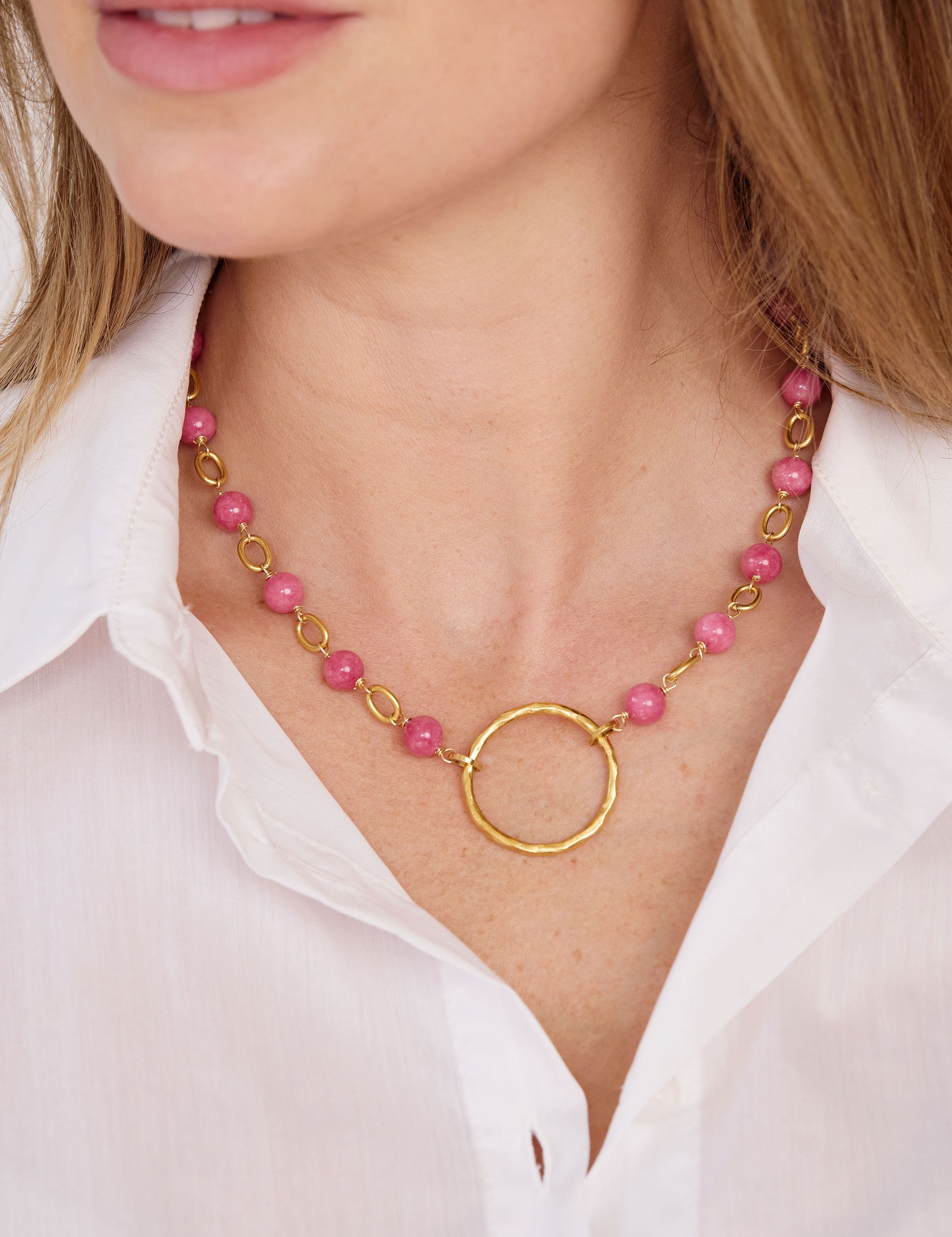 Selena Stone Circle Necklace